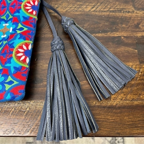 orYANY Grace Embroidered Blue Mosaic Crossbody. Bohemian - Picture 4 of 7